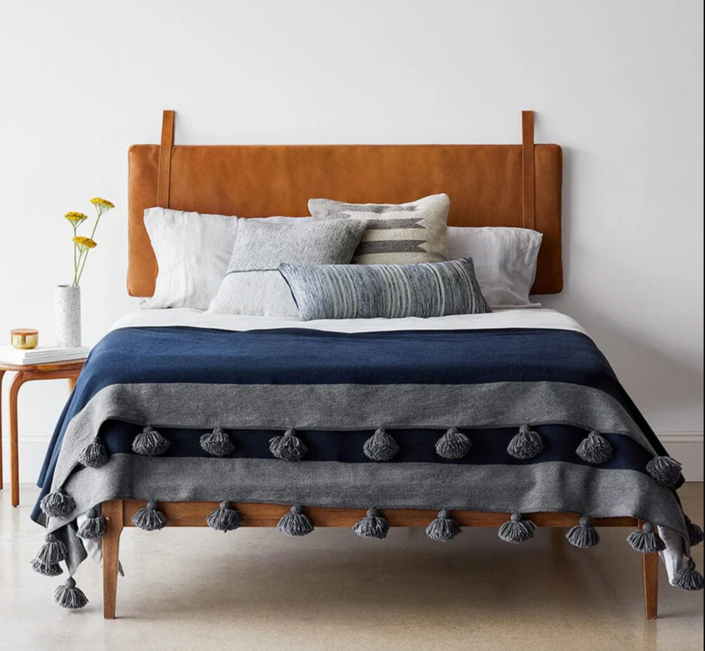 Genuine Leather Headboard, Hanging Bed Headboard for Boho Bedroom Decor