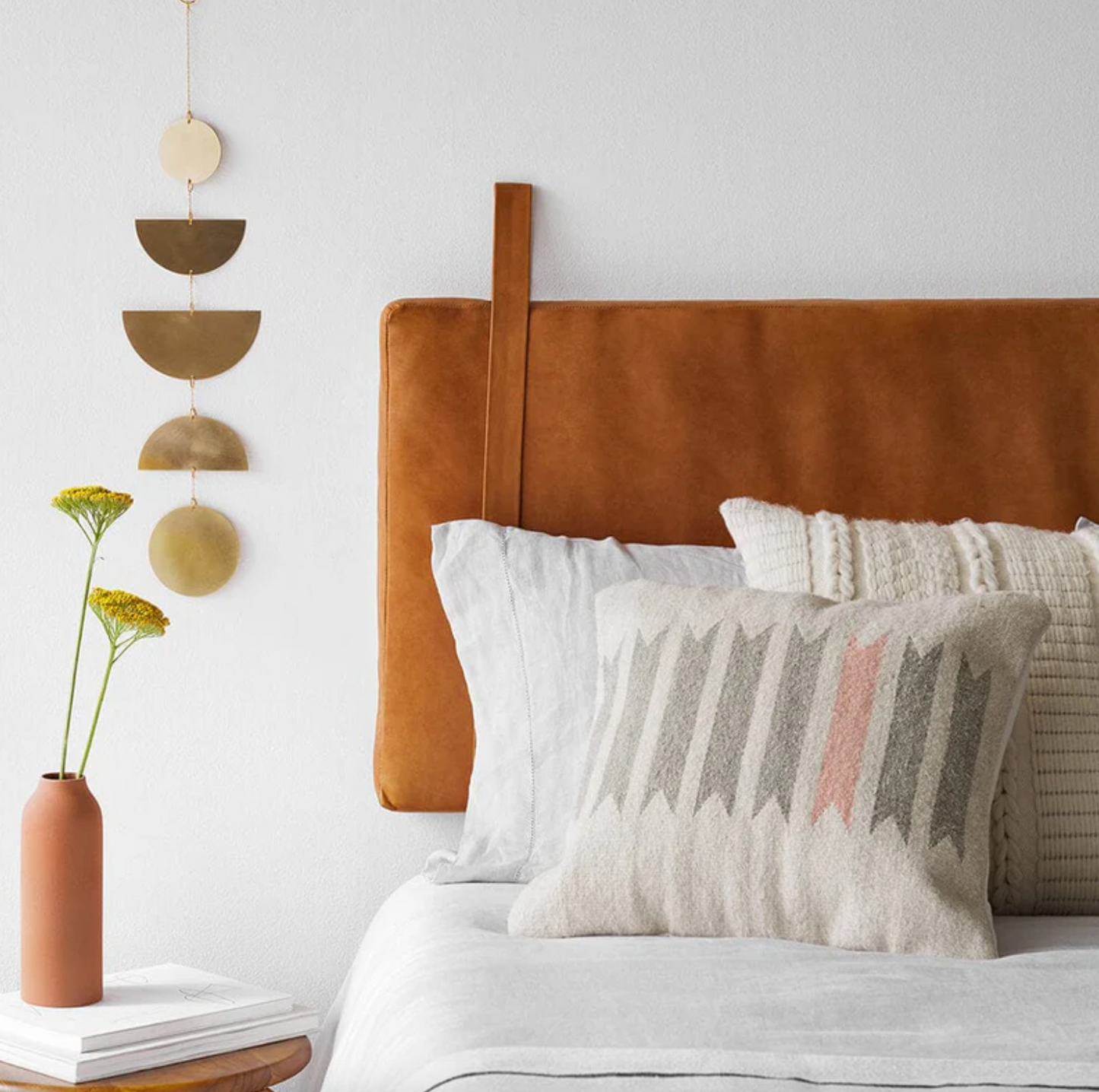 Genuine Leather Headboard, Hanging Bed Headboard for Boho Bedroom Decor