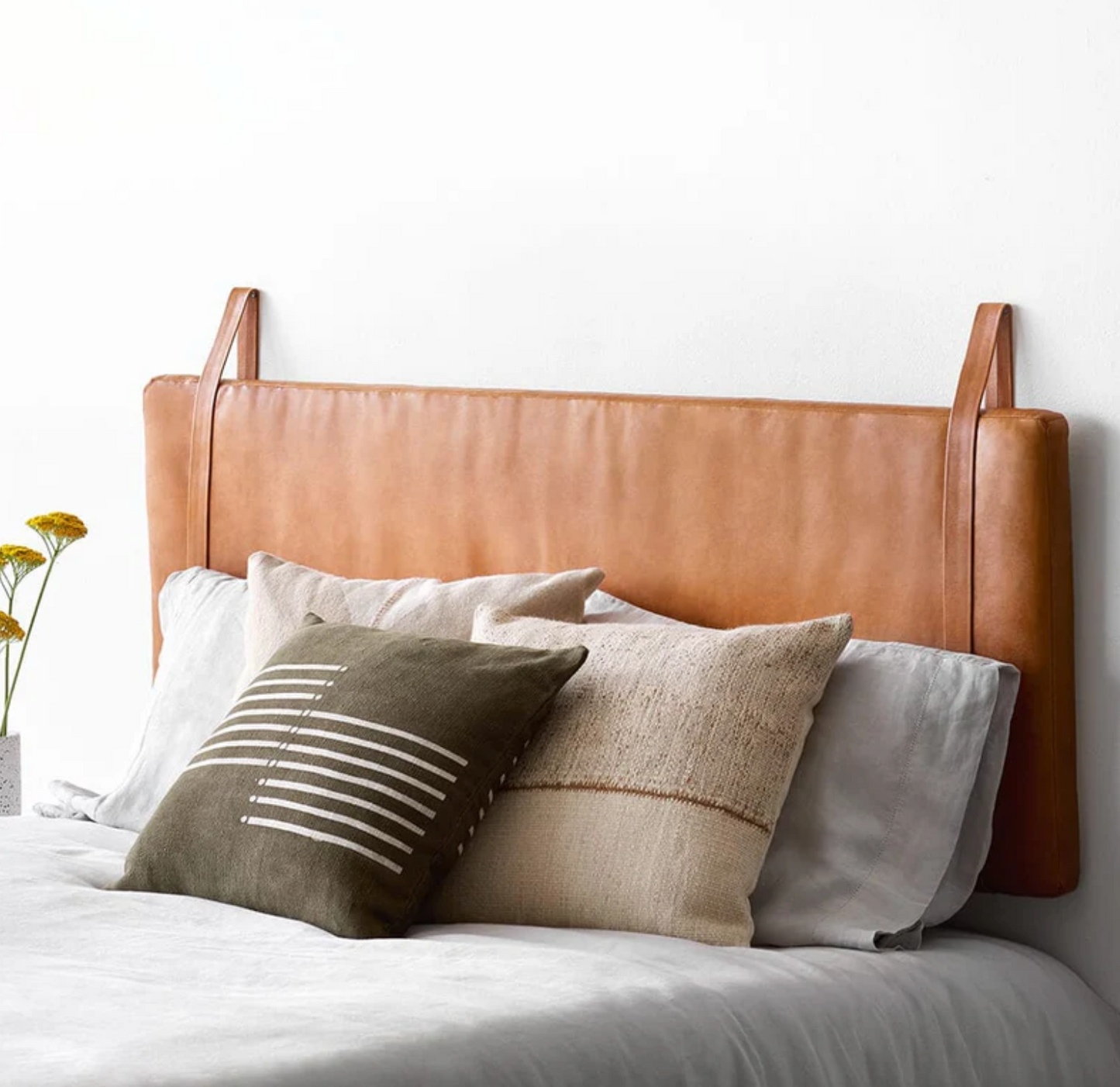 Genuine Leather Headboard, Hanging Bed Headboard for Boho Bedroom Decor