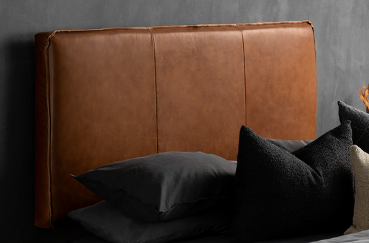 Hanging leather headboard