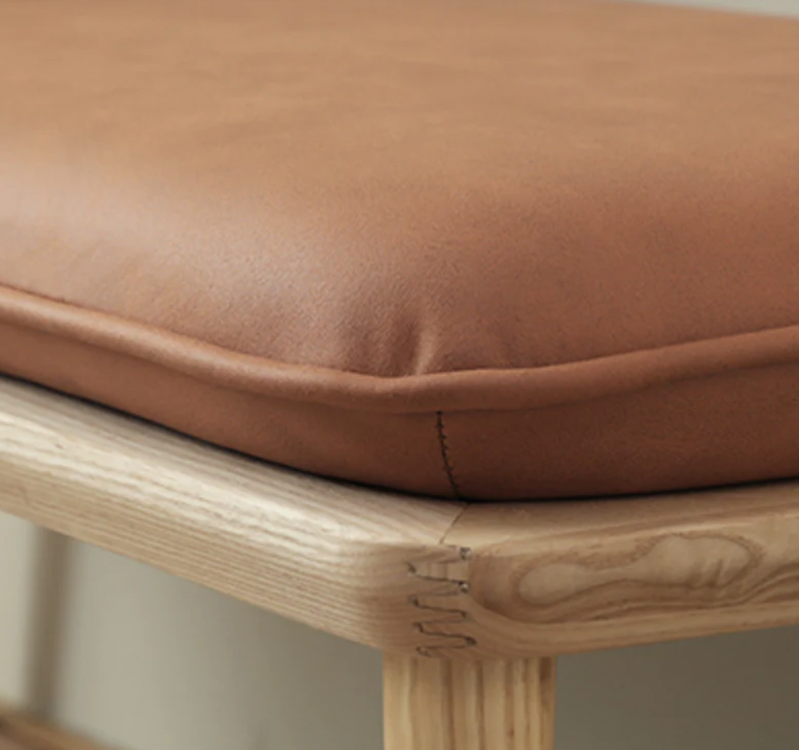 Custom genuine leather replacement cushion cover . window cushion cover, Ideal for benches, mid-century chairs, Leather Bench Cushion