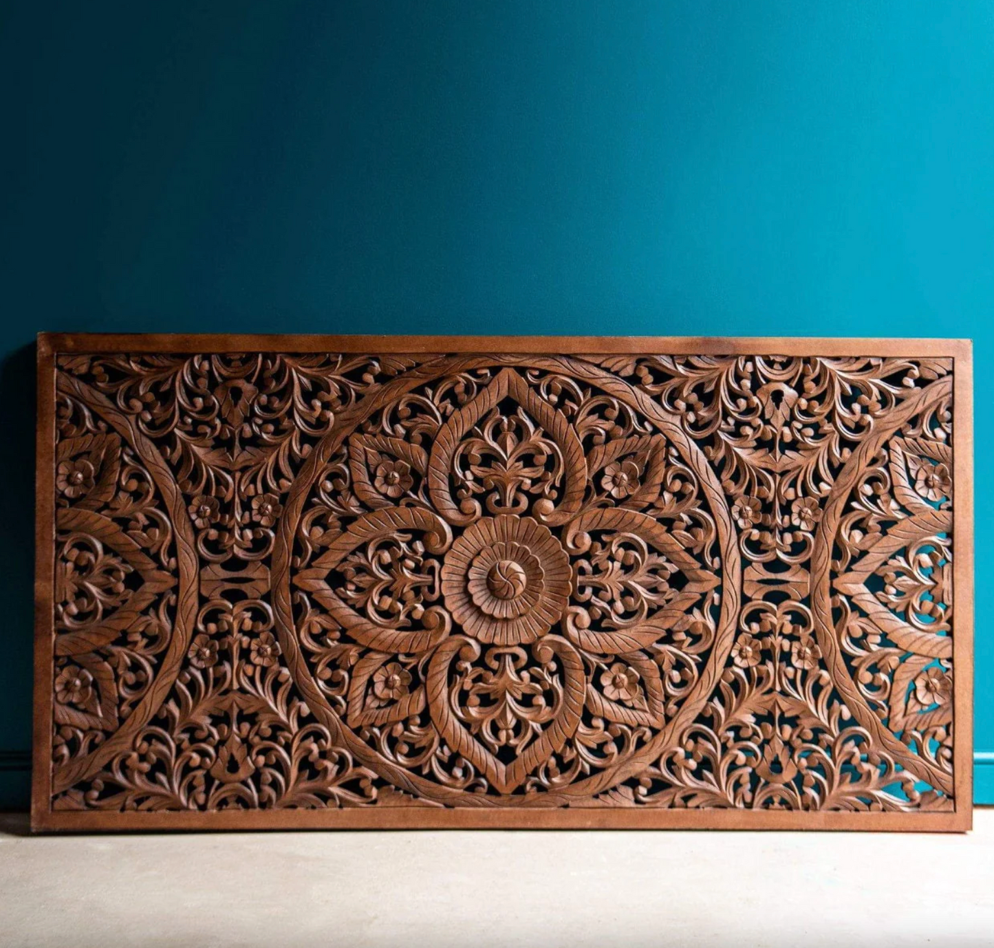 Wood Headboard , Wall Hanging Above Bed, Boho Bedroom Decor, Wooden Brown finish