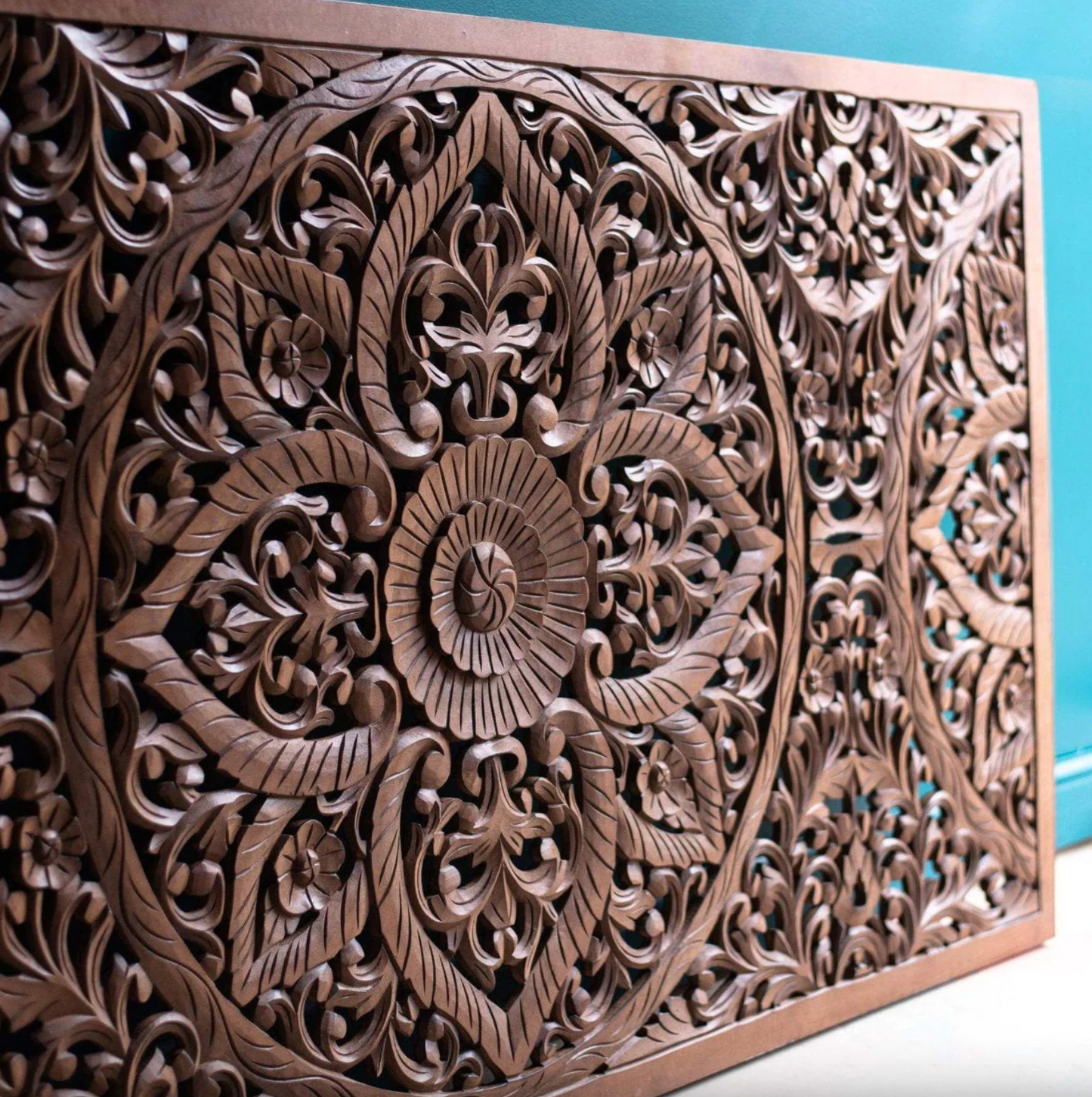 Wood Headboard , Wall Hanging Above Bed, Boho Bedroom Decor, Wooden Brown finish